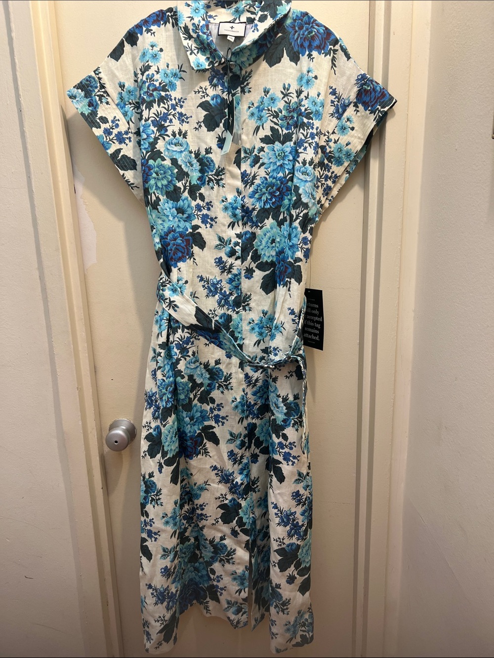 Tuckernuck Chloe wild zinnia linen Floral Collared Midi Dress - Picture 3 of 8
